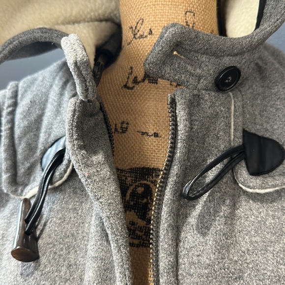 ZARA Winter Coat XS Grey White Fur Lined Hood Toggle Coat - Picture 3 of 10